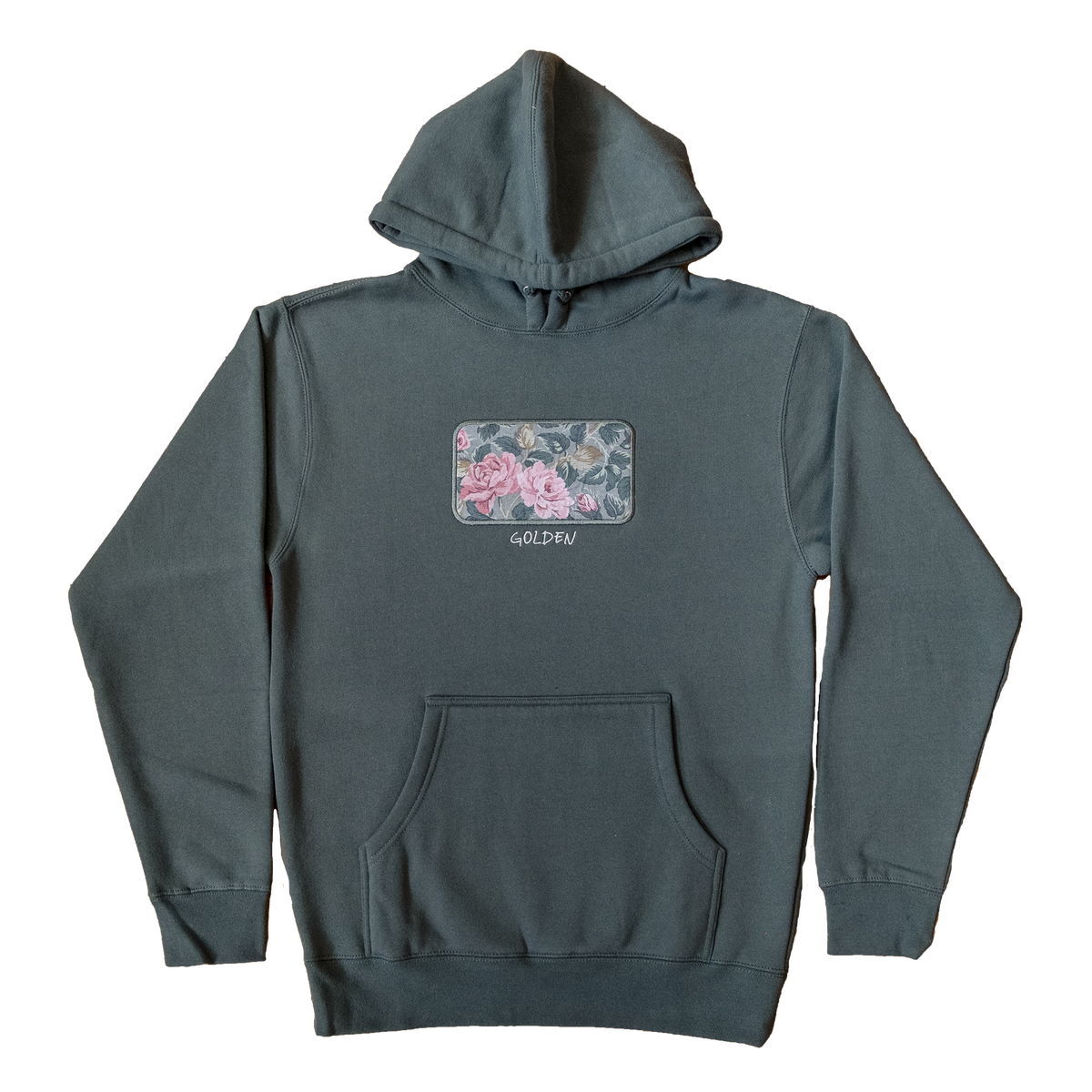 FLORAL APPLIQUE HOODIE – GOLDEN CLOTHING CO